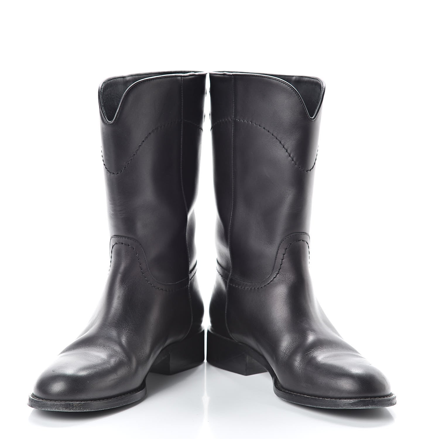 Chanel Calfskin Ascot High CC Boots 36 Black 5 of 16