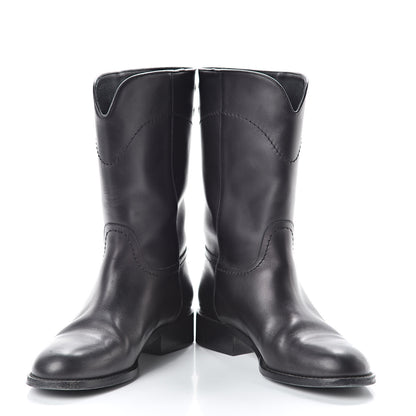 Chanel Calfskin Ascot High CC Boots 36 Black 5 of 16
