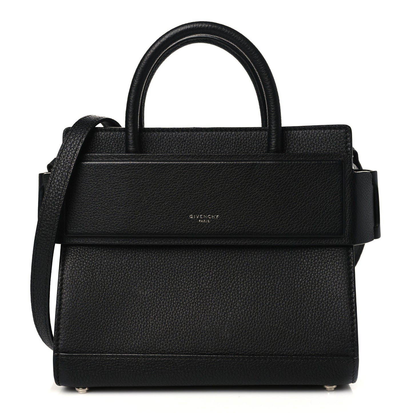 Grained Calfskin Small Horizon Satchel Black