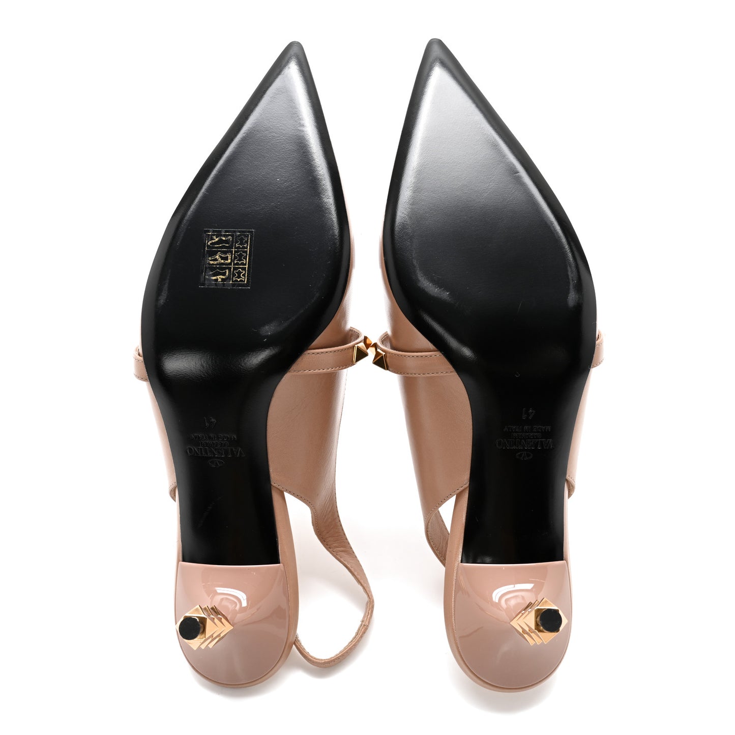 Goatskin Rockstud 70mm Slingback Pumps 41 Rose Cannelle