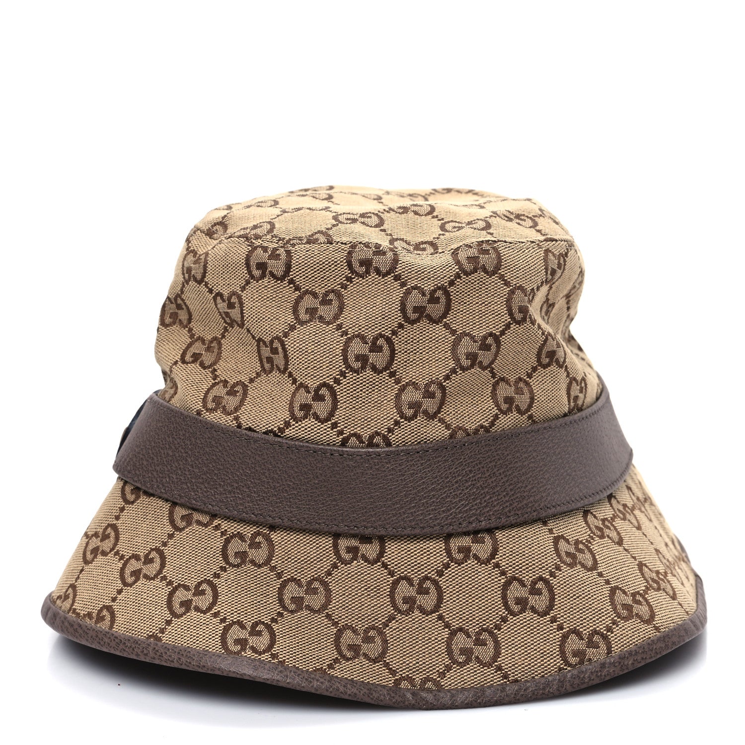 Gucci Monogram Textured Dollar Calfskin GG Jago Bucket Hat S Cacao Beige 4 of 9