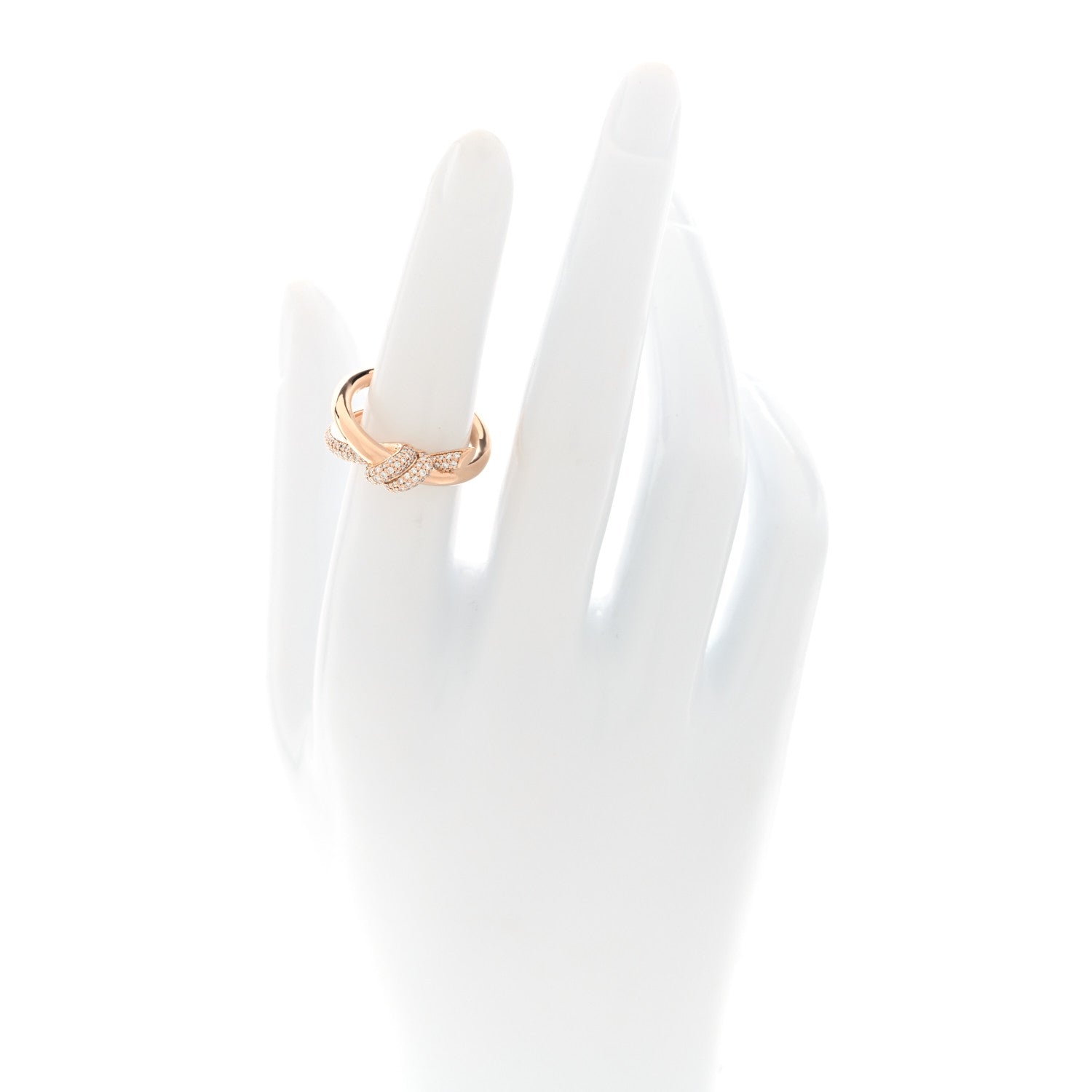 Tiffany 18K Rose Gold Diamond Double Row Knot Ring 52 6 2 of 5