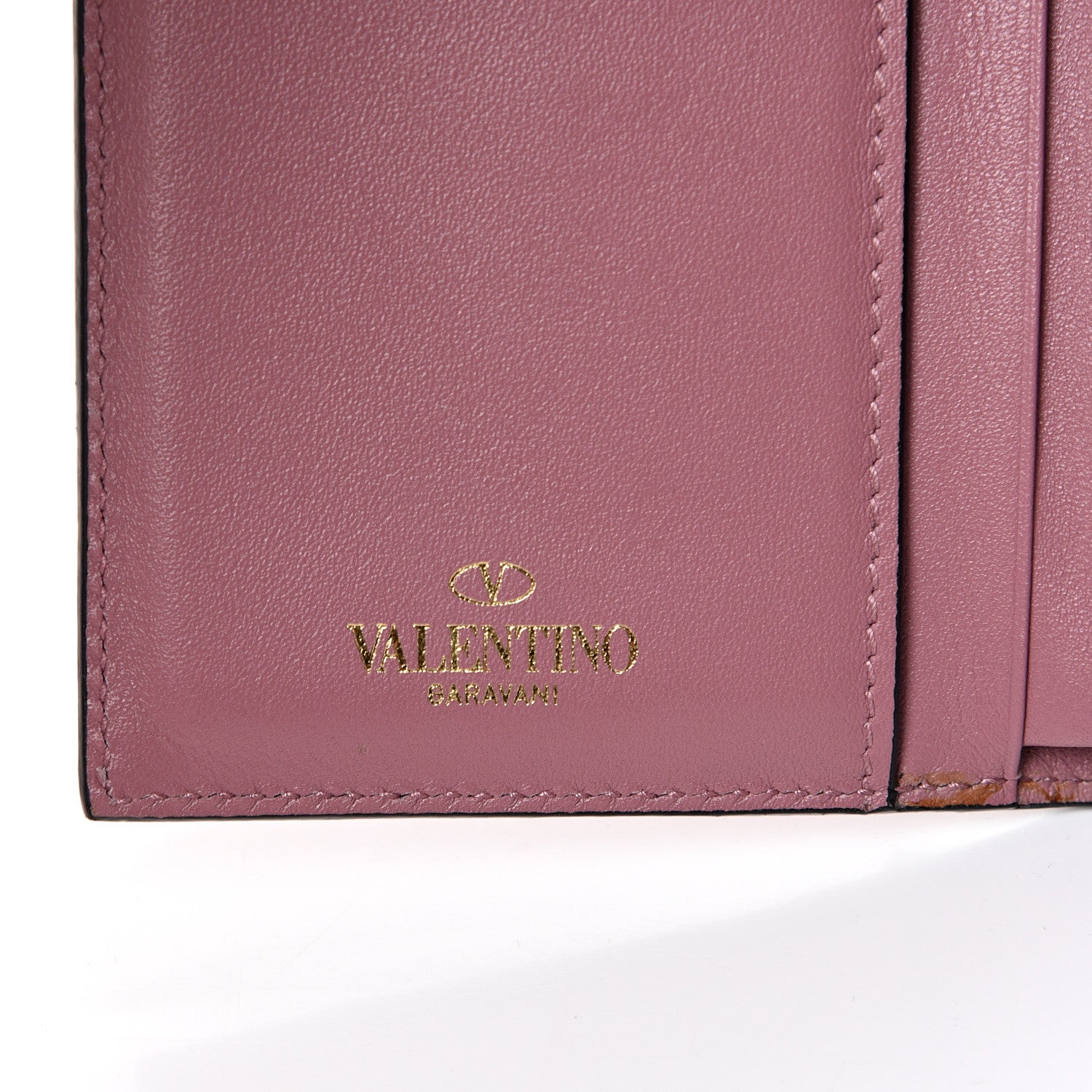 Valentino Garavani Calfskin Bi-Fold Rockstud Wallet Antique Rose 5 of 10