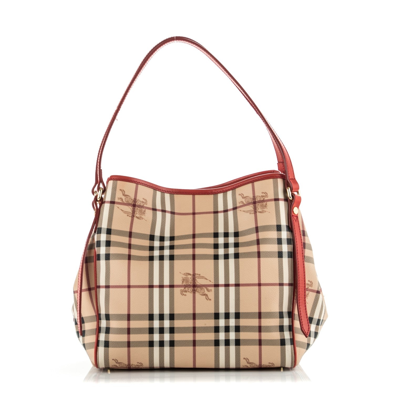 Burberry Haymarket Check Small Canterbury Tote Coral Red 1 of 8