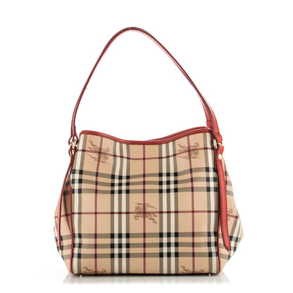 Burberry Haymarket Check Small Canterbury Tote Coral Red 1 of 8
