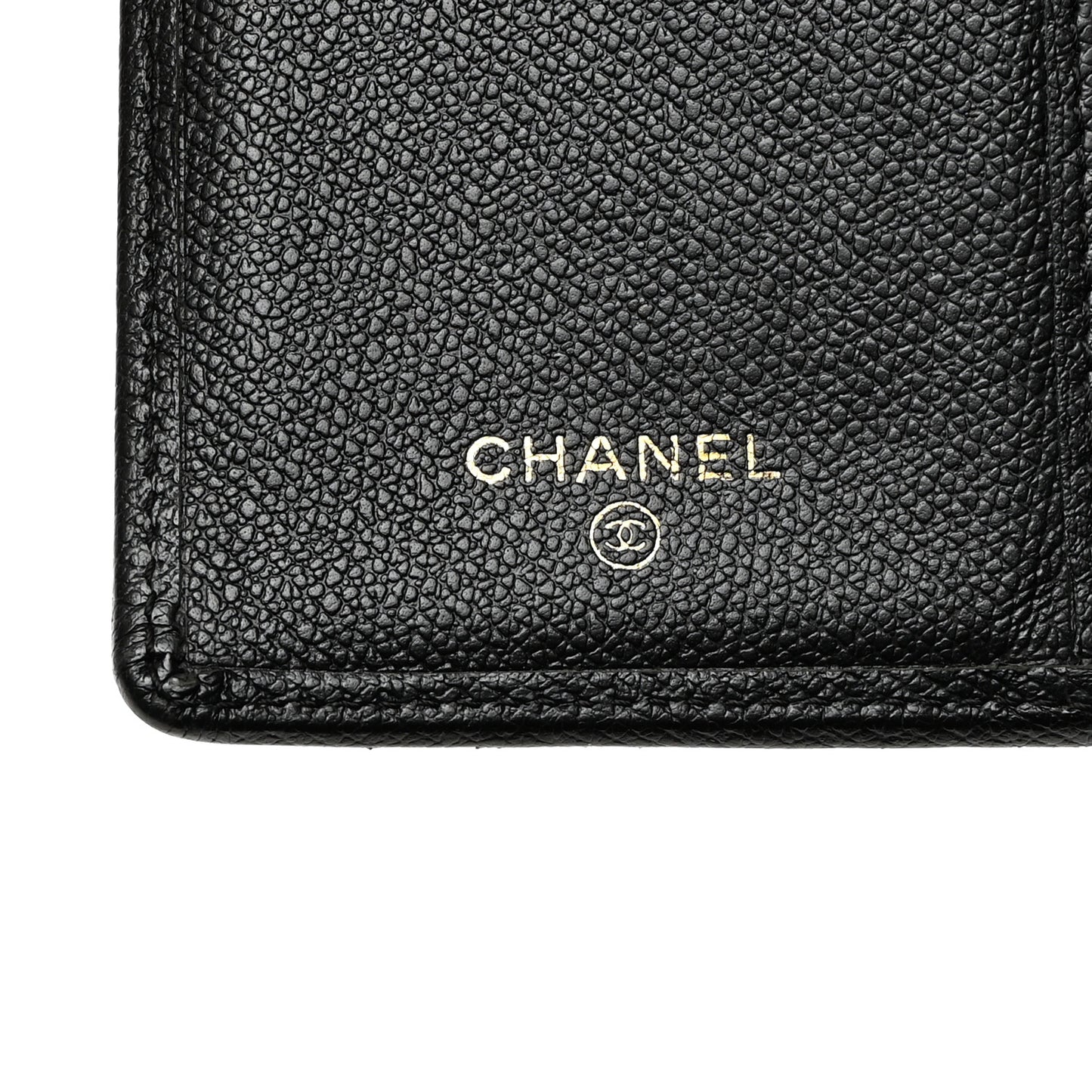Grained Calfskin CC Button Yen Wallet Black