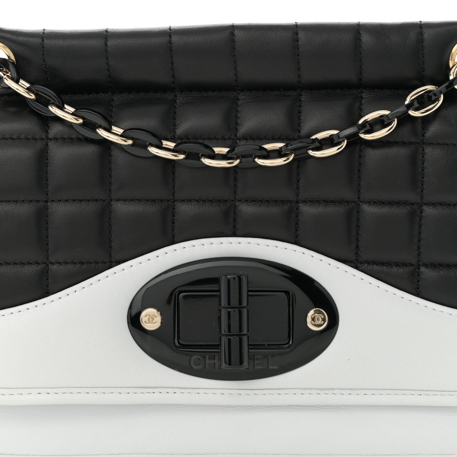 Chanel Lambskin Chocolate Bar Mademoiselle Flap Black White 8 of 10