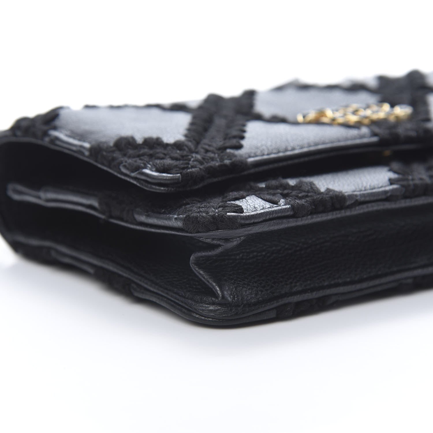 Chanel Calfskin Crochet 19 Wallet On Chain WOC Black 11 of 13