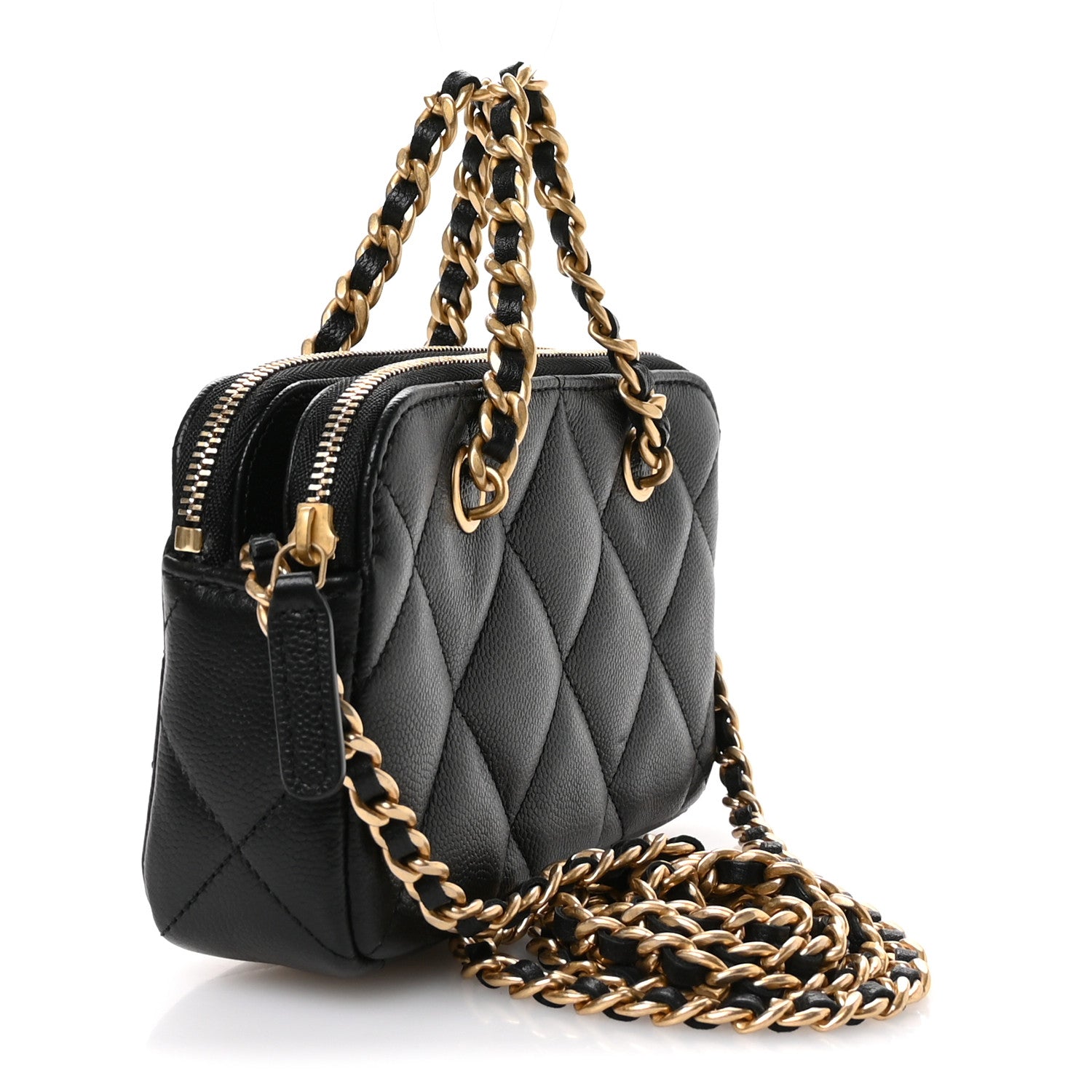 Chanel Caviar Quilted Top Handle Phone Holder With Chain Black 3 of 12