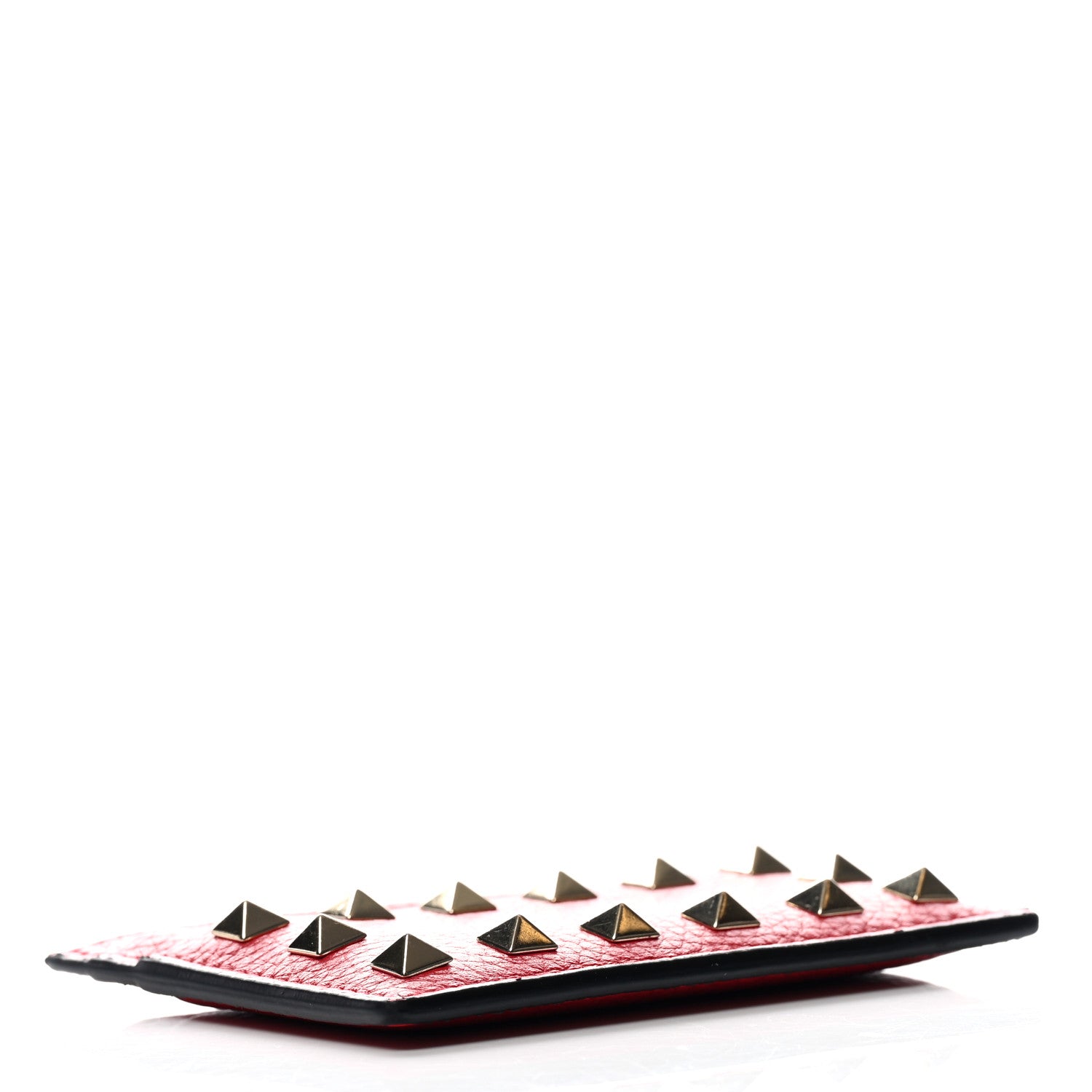 Valentino Garavani Pebbled Calfskin Rockstud Card Holder Red 3 of 7