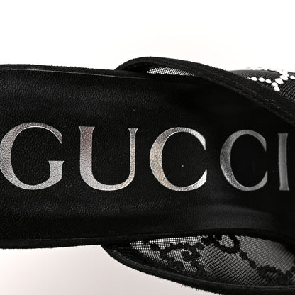 Gucci Tela Retino Kid Scamosciato Crystal GG Monogram Square G 95mm Slide Sandals 39 Black 7 of 10