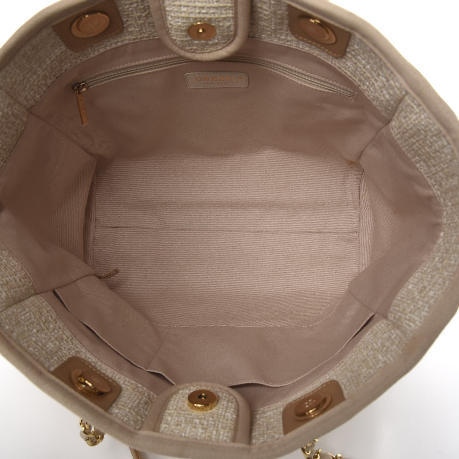 Chanel Canvas Small Deauville Tote Light Beige 5 of 10