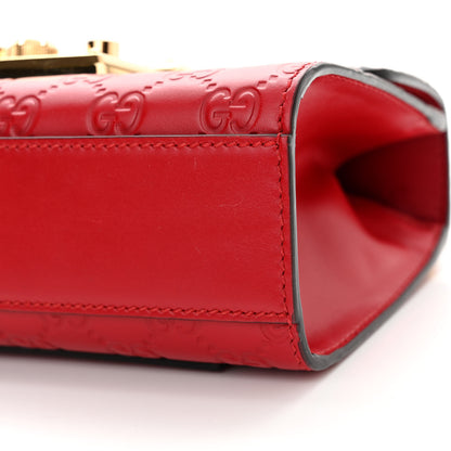 Gucci Guccissima Small Padlock Shoulder Bag Hibiscus Red 10 of 13