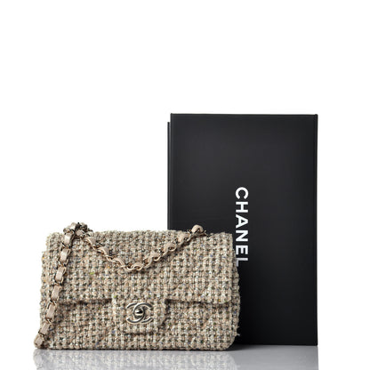 Chanel Tweed Quilted Mini Rectangular Flap Beige 9 of 9