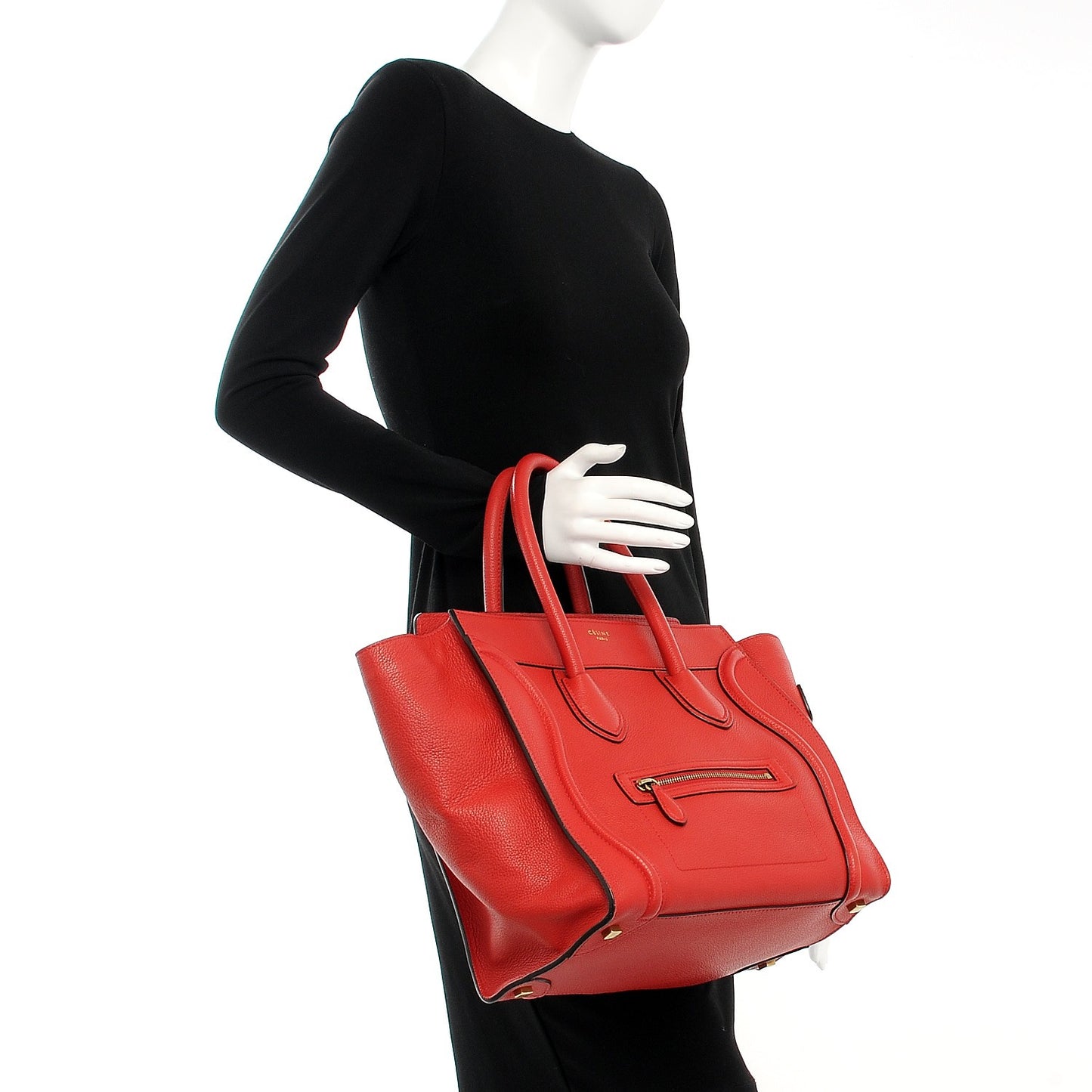 Drummed Calfskin Mini Luggage Coquelicot
