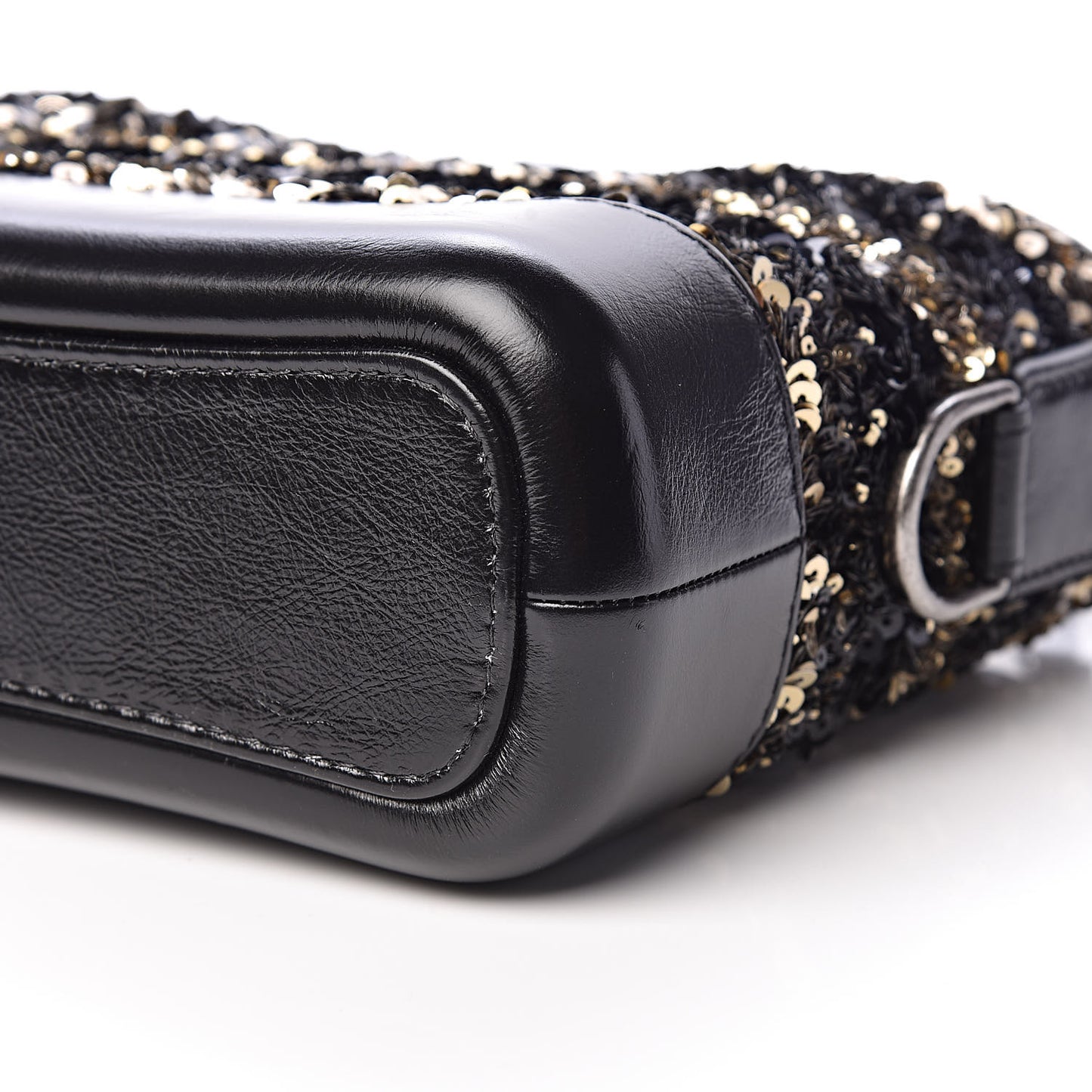 Sequin Calfskin Small Gabrielle Hobo Black Gold