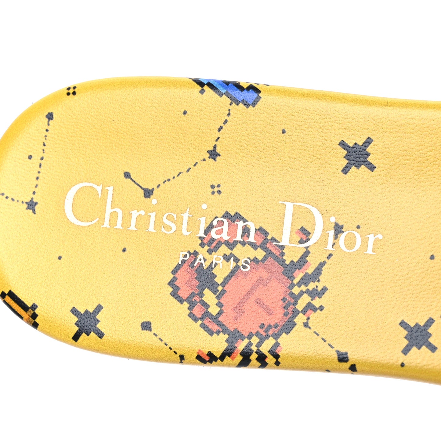 Canvas Embroidered Zodiac Mules Slide Sandals 38 Yellow Multicolor