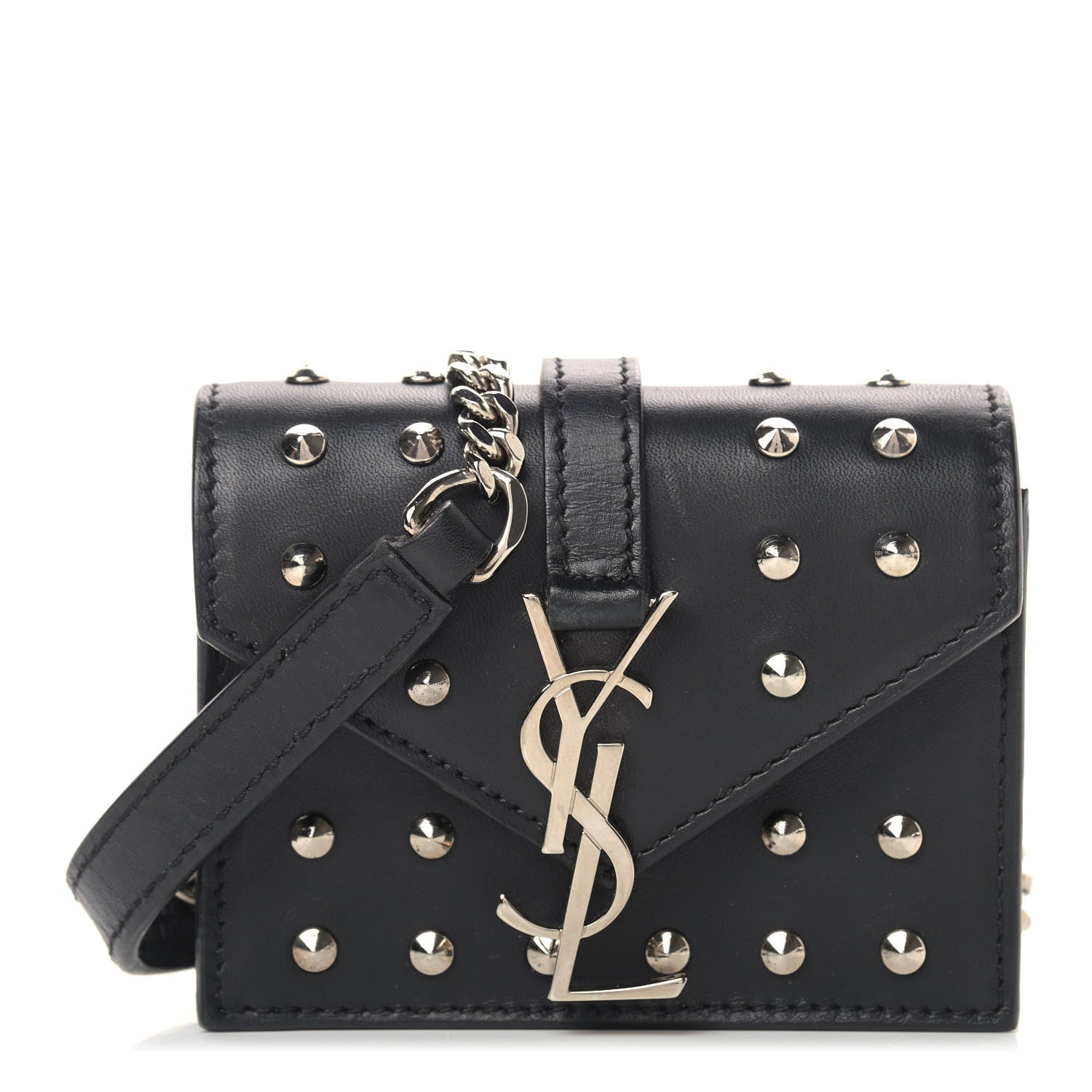 Saint Laurent Calfskin Monogram Studded Mini Candy Crossbody Black 1 of 11