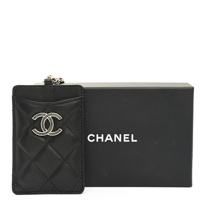 Chanel Lambskin Quilted Glitter Card Holder On Chain Black 8 of 8