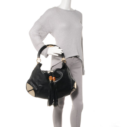 Gucci Leather Large Indy Top Handle Hobo Black 2 of 7