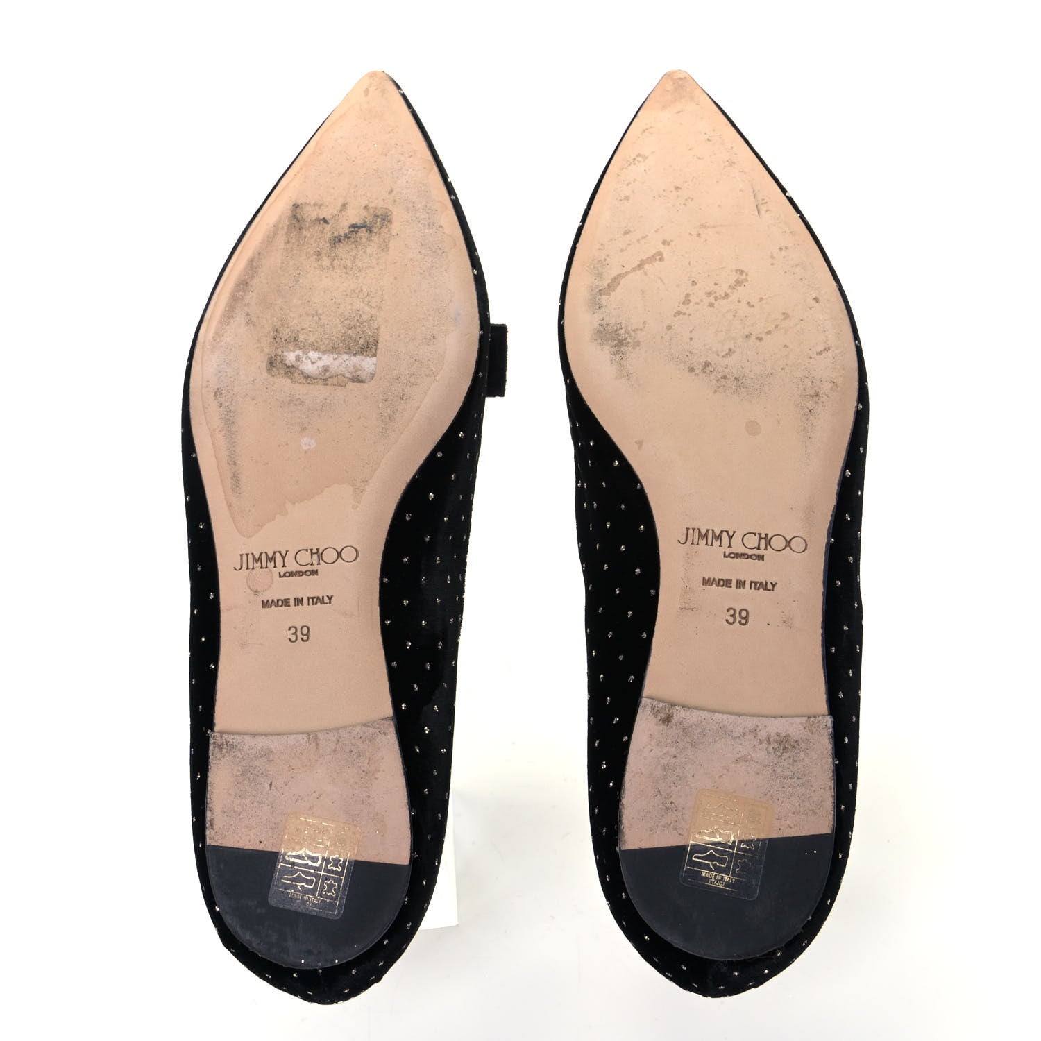 Jimmy Choo Velvet Ministud Gala Bow Flats 39 Black 6 of 11