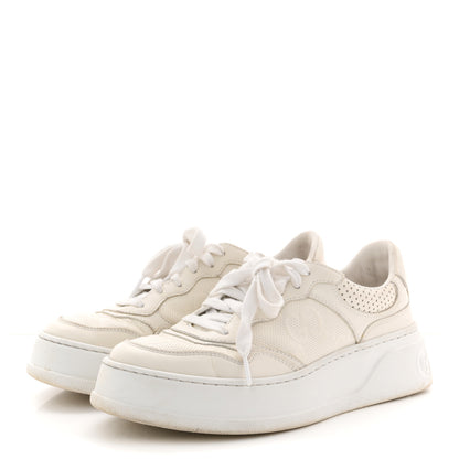 Gucci Calfskin GG Tennis Embossed Perforated Womens Platform 55mm Sneakers 37 Great White 4 of 14