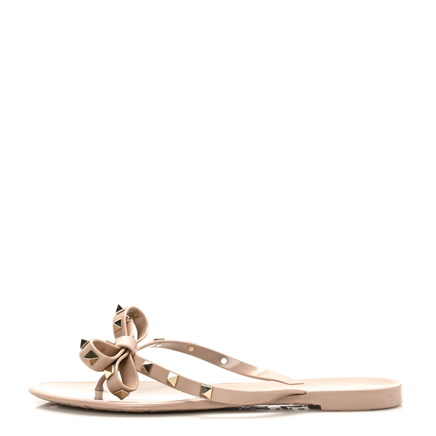 PVC Jelly Rockstud Bow Thong Sandals 39 Poudre