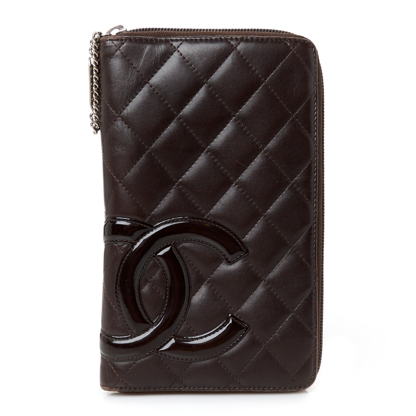 Calfskin Cambon Zip Around Organizer Wallet Brown