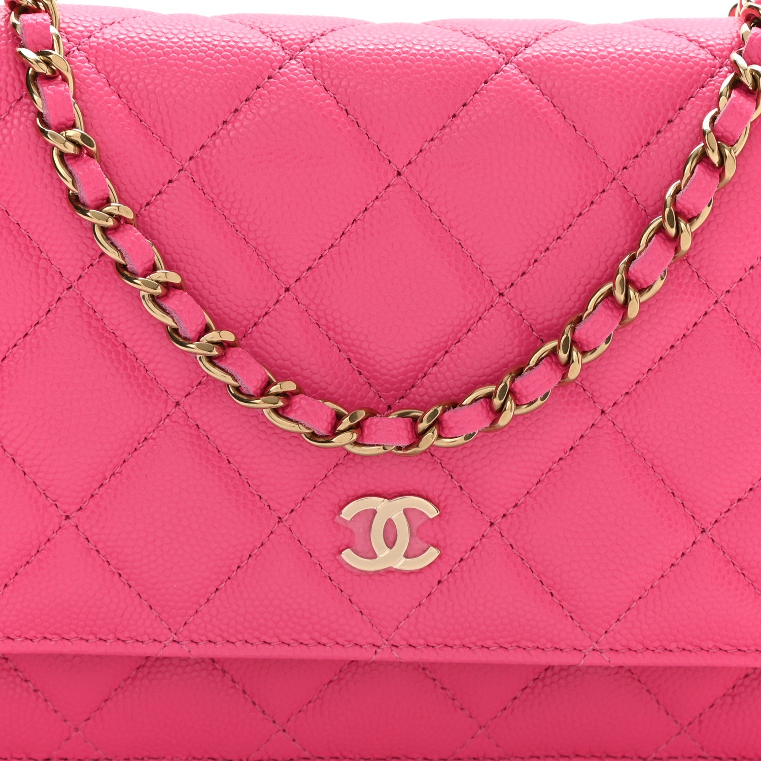 Chanel Caviar Quilted Wallet On Chain WOC Fuchsia 9 of 12