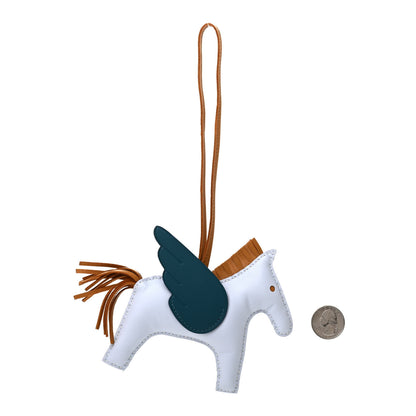 Hermes Milo Lambskin Grigri Rodeo Pegase Horse Bag Charm MM Bleu Brume Sesame Vert Bosphore 2 of 4