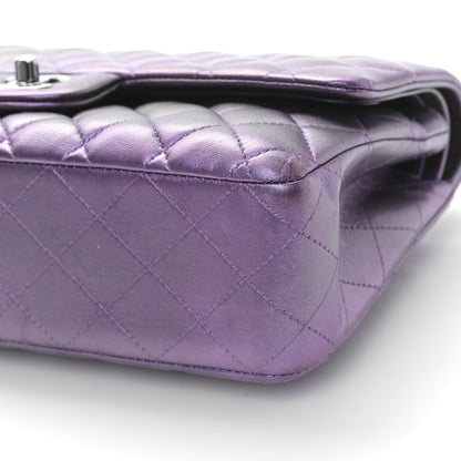 Chanel Iridescent Lambskin Quilted Medium Double Flap Dark Purple 9 of 9