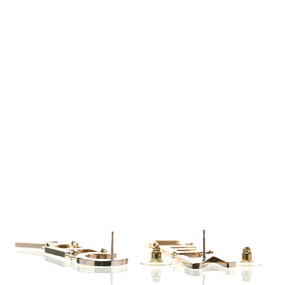Chanel Metal Cha-Nel Logo Drop Earrings Gold 3 of 5