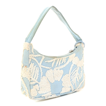 Prada Nylon Embroidered Drill Mini Re-Edition 2000 Bag Sky Blue White 3 of 11