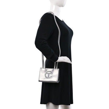 Telfar Metallic Vegan Leather Small Shopping Bag Silver 2 of 8