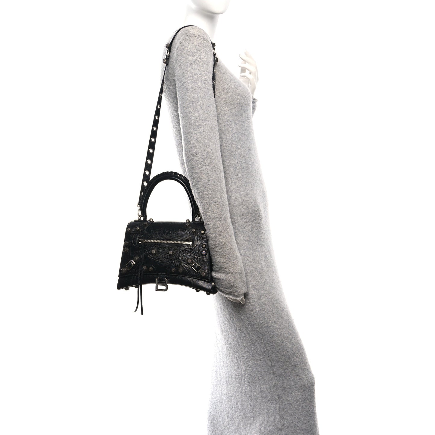 Arena Lambskin Medium Hourglass X Le Cagole Top Handle Bag Black