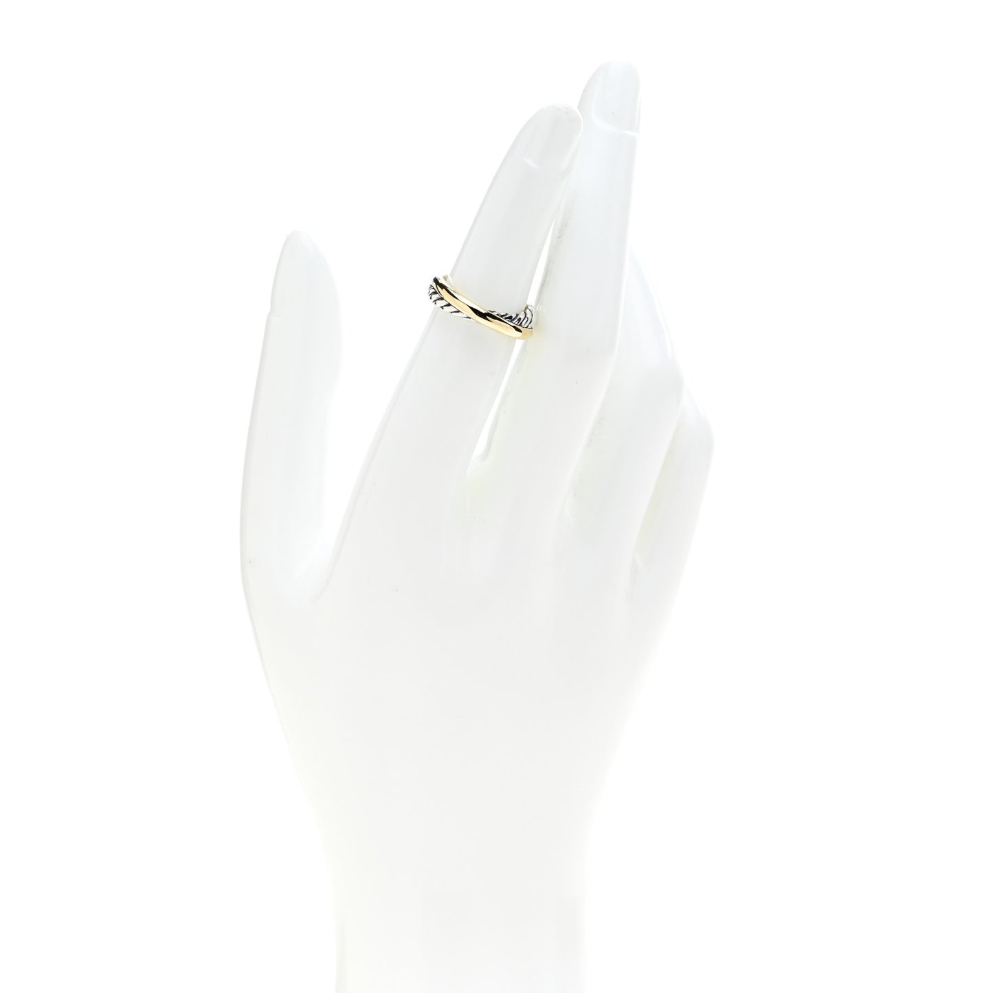 Sterling Silver 18K Yellow Gold Narrow Crossover Ring 48 4.5