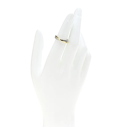 David Yurman Sterling Silver 18K Yellow Gold Narrow Crossover Ring 48 4.5 2 of 5
