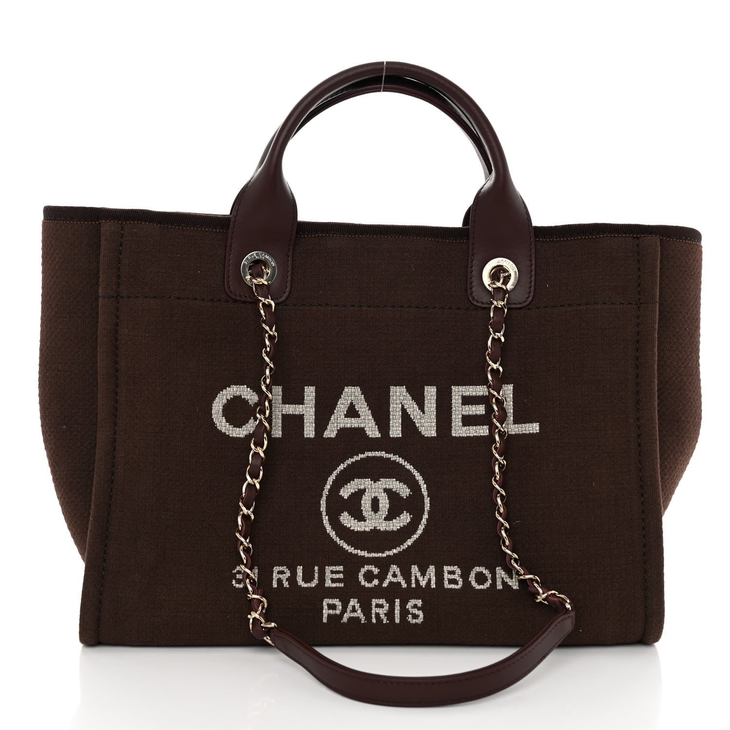 Chanel Mixed Fibers Small Deauville Tote Brown 3 of 11
