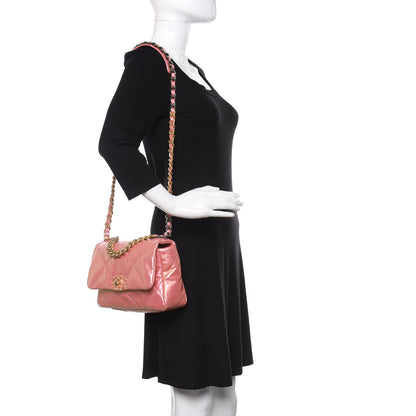 Chanel Iridescent Calfskin Quilted Medium 19 Flap Pink 2 of 10