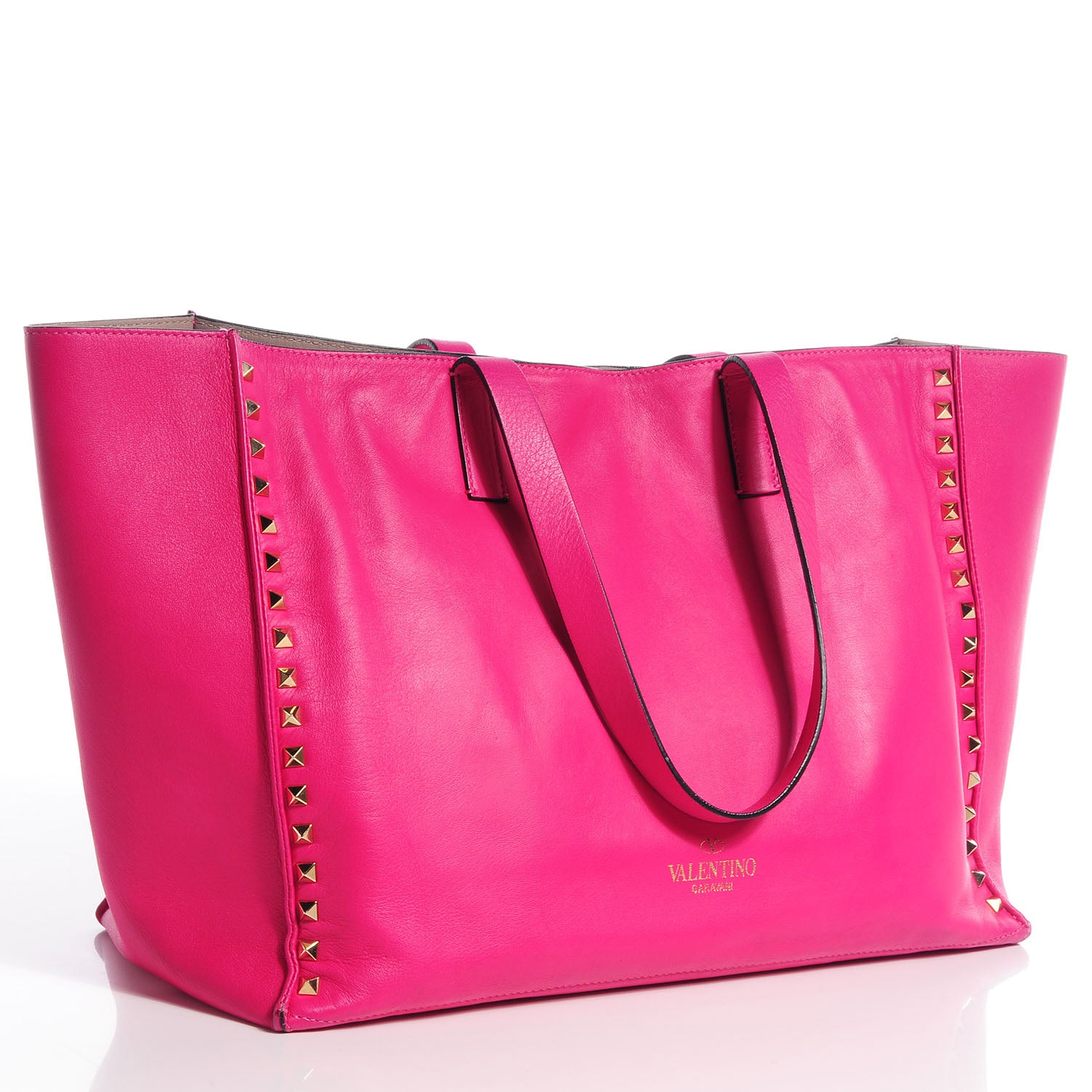 Valentino Garavani Nappa Medium Rockstud Soft Tote Pop Fuxia 3 of 8