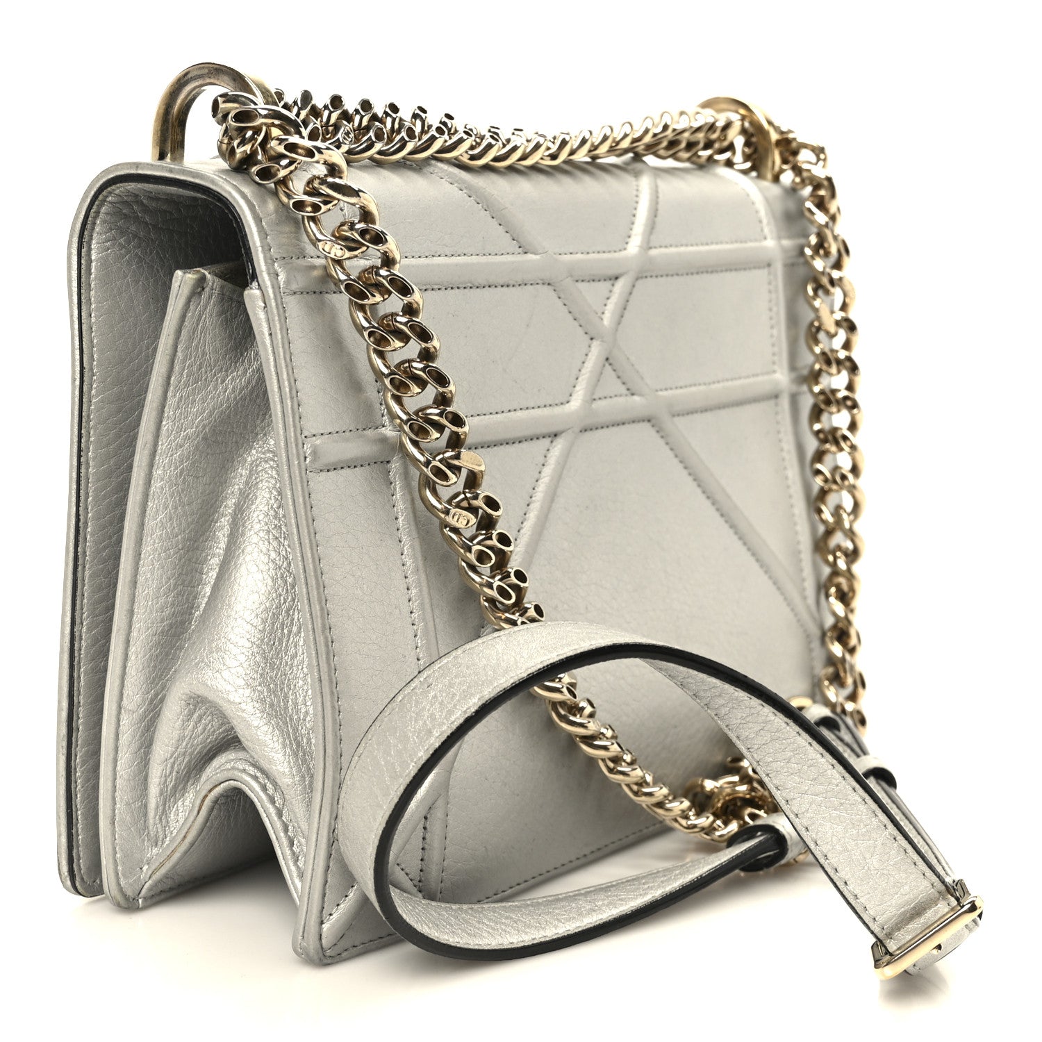 Christian Dior Metallic Grained Calfskin Medium Diorama Flap Bag