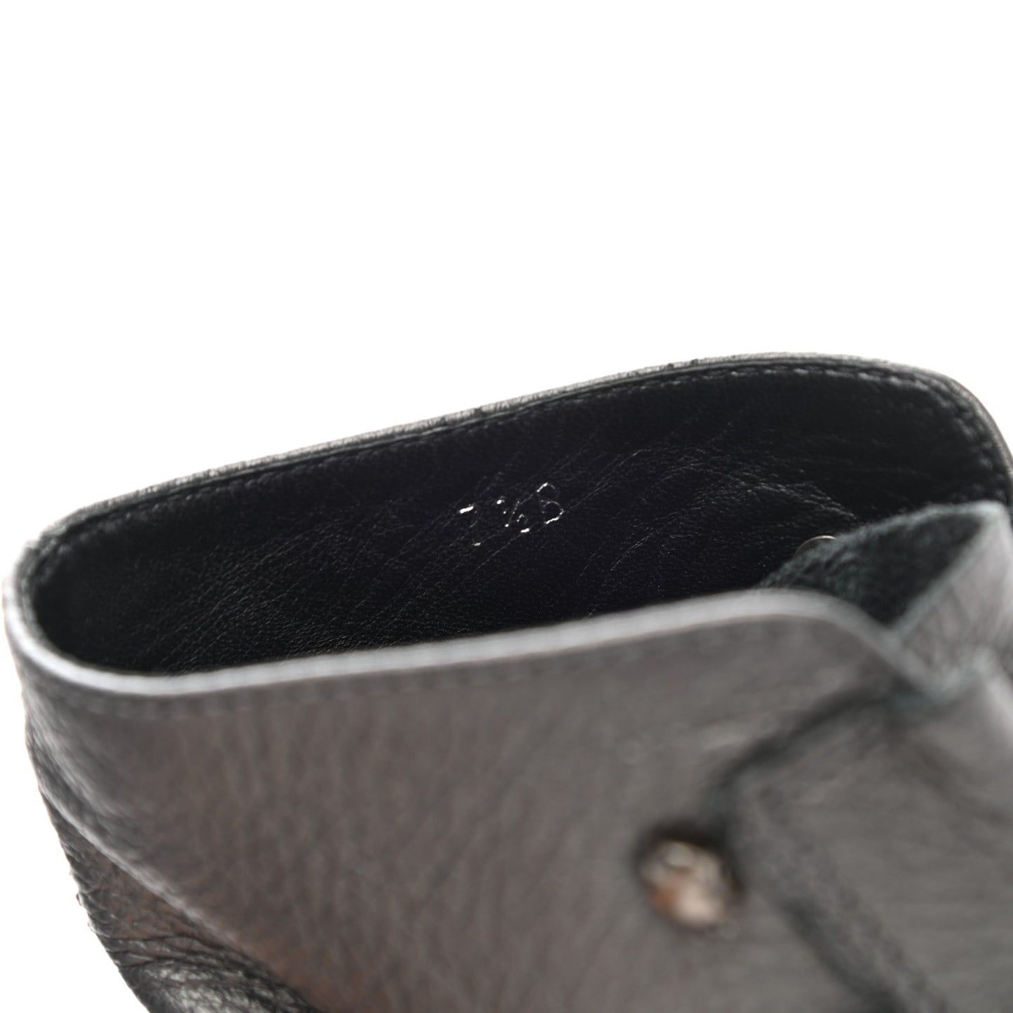 Metallic Grained Calfskin Patent Cap Toe Combat Short Boots 37.5 Dark Silver