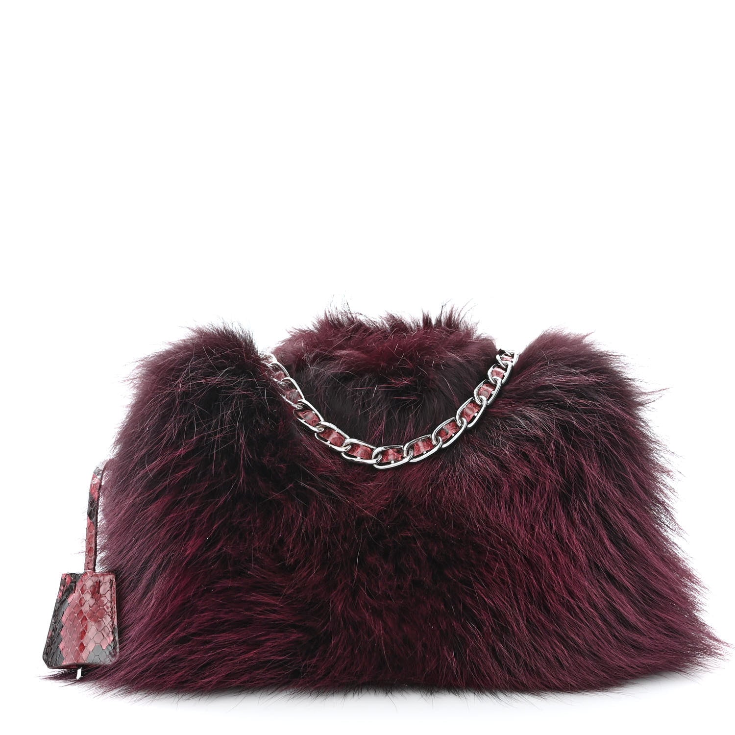 Prada Fox Fur Snakeskin Chain Bag 1 of 11