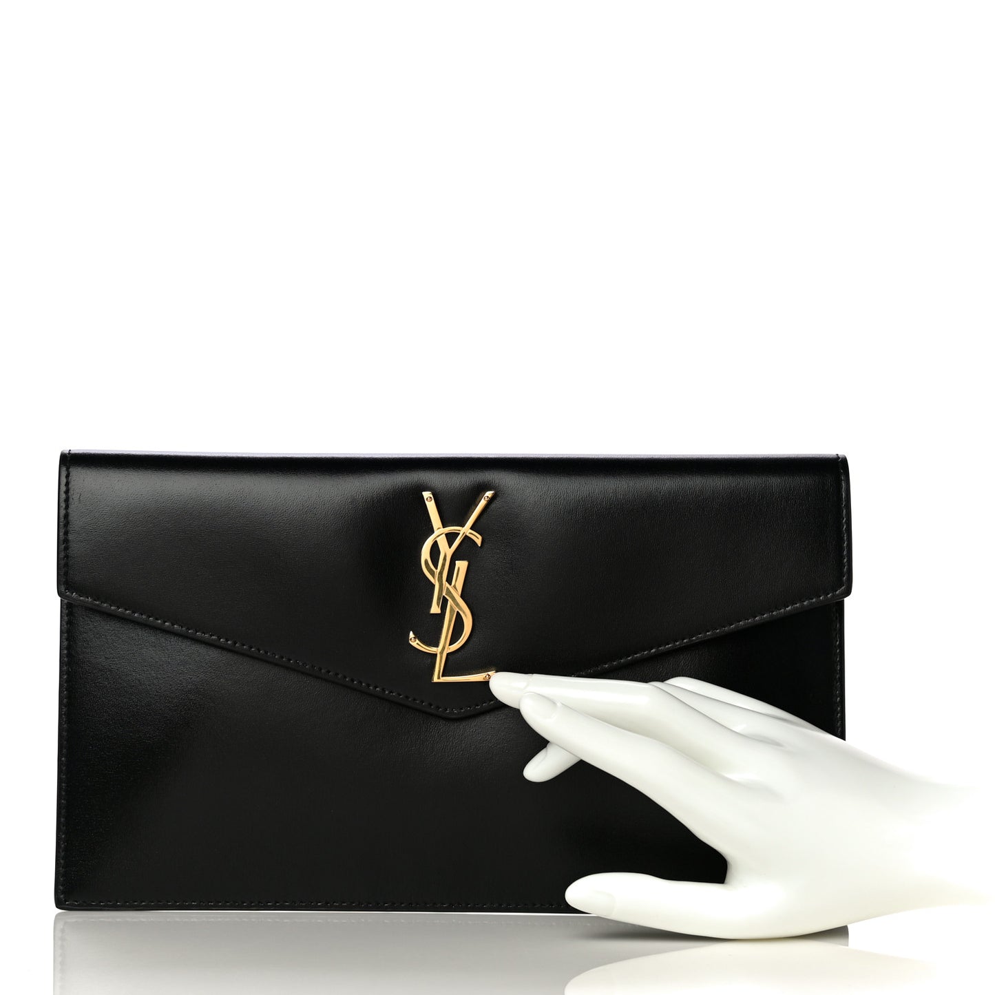 Smooth Shiny Calfskin Monogram Uptown Pouch Black