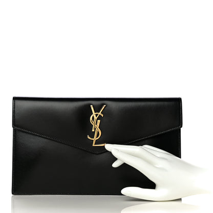 Saint Laurent Smooth Shiny Calfskin Monogram Uptown Pouch Black 2 of 11