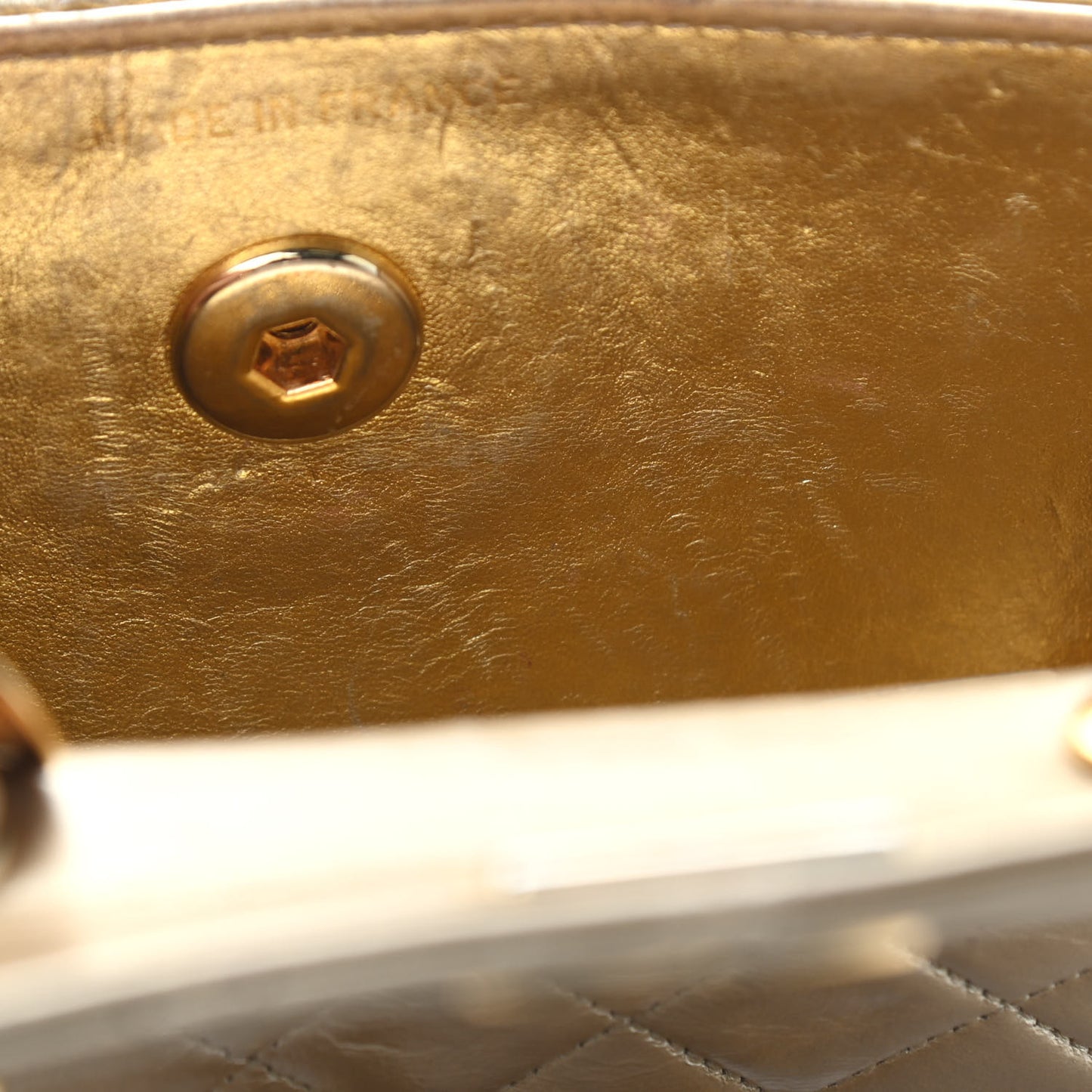 Metallic Lambskin Quilted Extra Mini Flap Gold