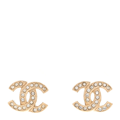 Chanel Crystal Mini Timeless CC Earrings Light Gold 1 of 5
