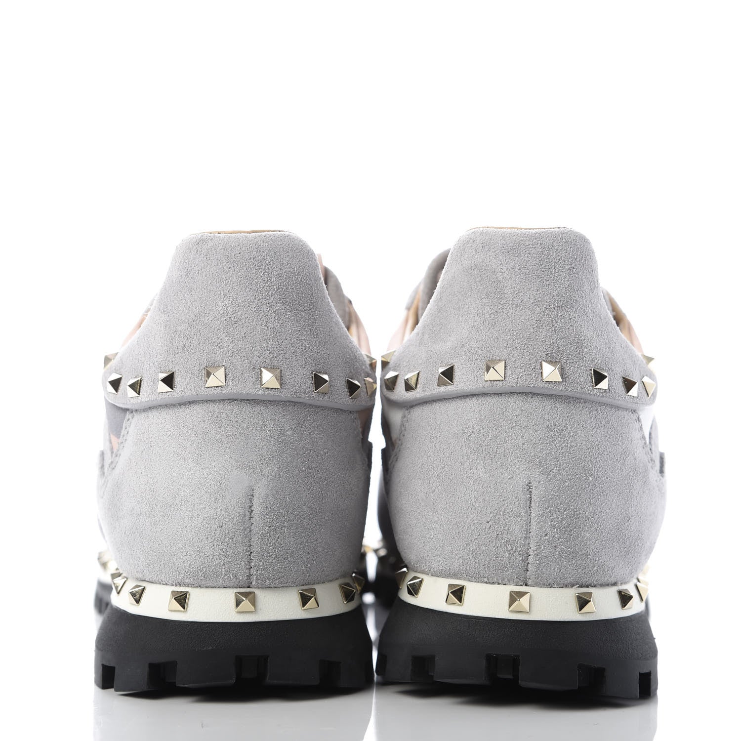Valentino Garavani Suede Nylon Camouflage Womens Soul Rockstud Sneakers 37.5 Grey 6 of 10