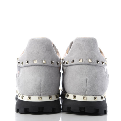 Valentino Garavani Suede Nylon Camouflage Womens Soul Rockstud Sneakers 37.5 Grey 6 of 10