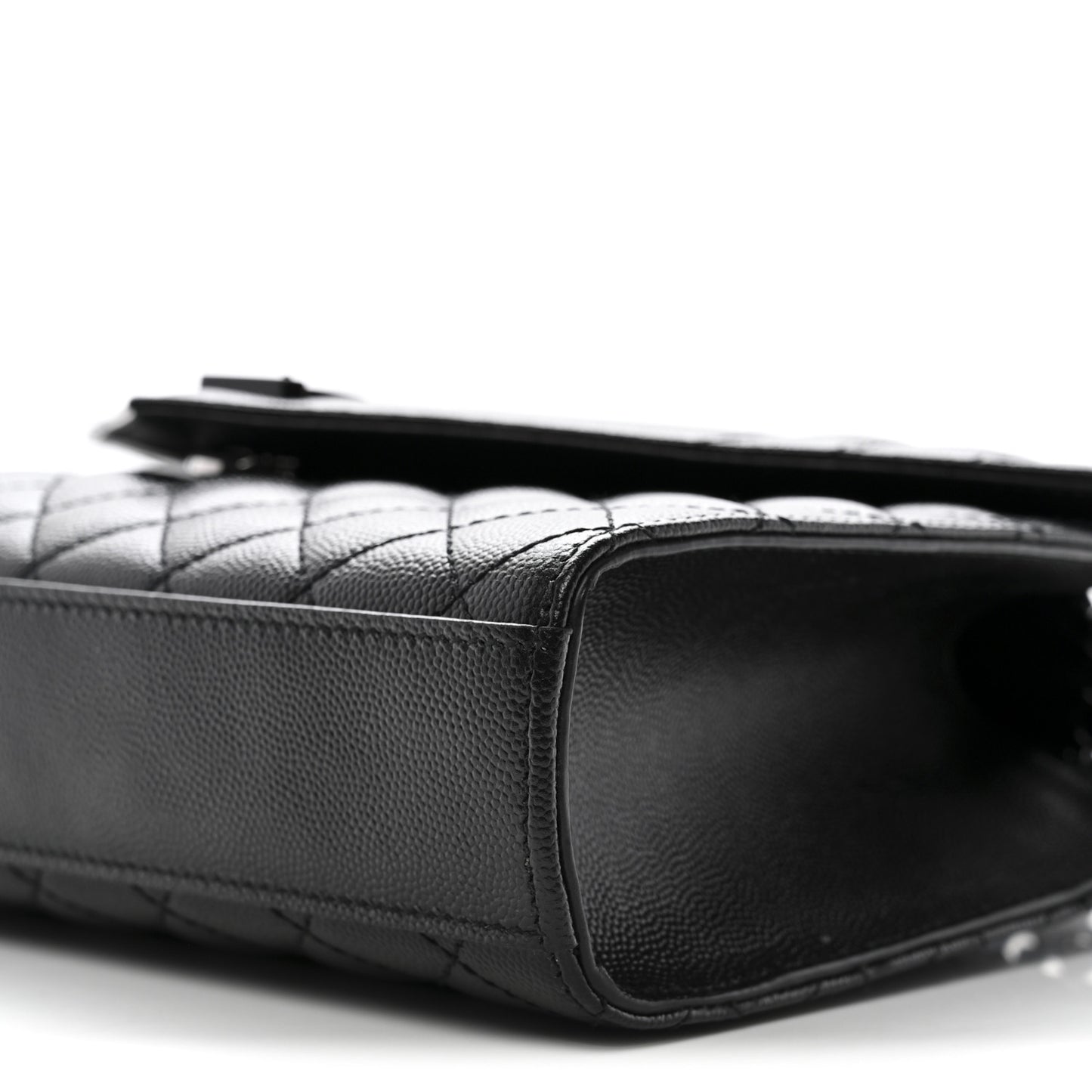 Grain De Poudre Textured Mixed Matelasse Triquilt Medium Monogram Monochrome Satchel Black
